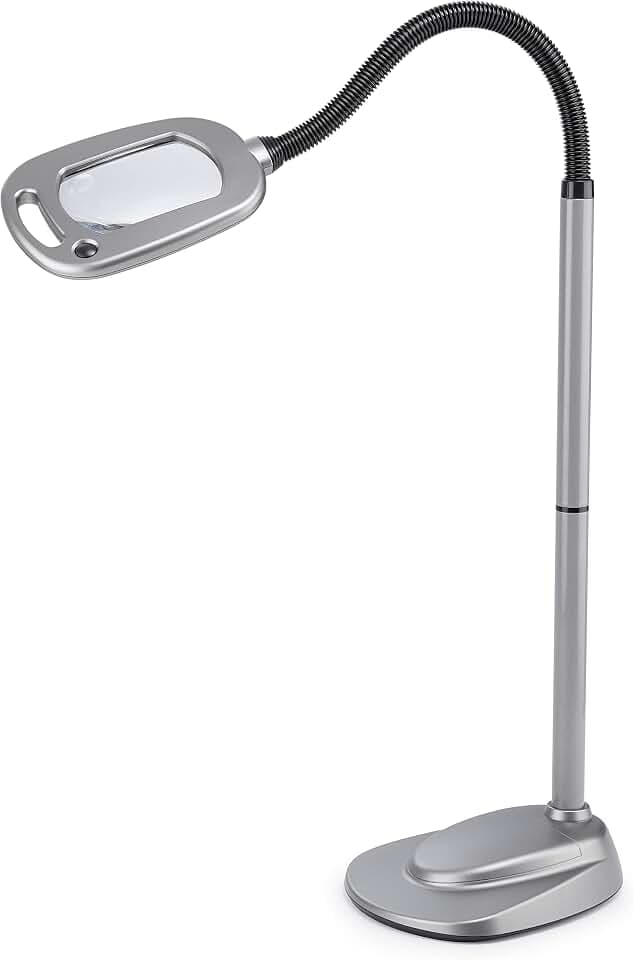 LIGHT IT! By Fulcrum, 20072-401 MultiFlex LED Floor Magnifier Lamp, Silver, Single pack