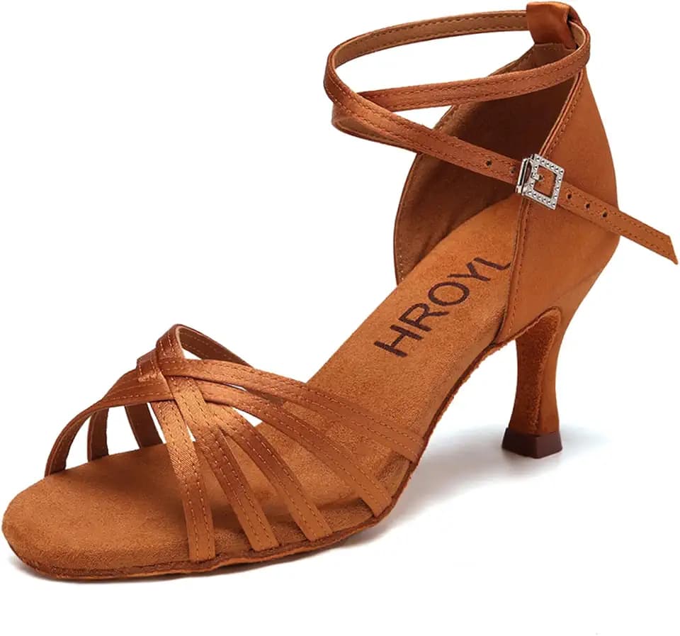 HROYL Damen Latein Tanzschuhe Salsa Ballsaal Satin Tanz Sandalen Tanzschuhe Damen Standard und Latein,213