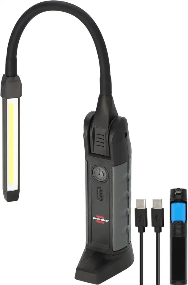 Brennenstuhl Professional Akku LED Handlampe HL 800 ACW (Arbeitsleuchte 800lm mit max. 15h Leuchtdauer, Magnet, tauschbarer Akku, Wireless Charging, inkl. USB C Kabel)