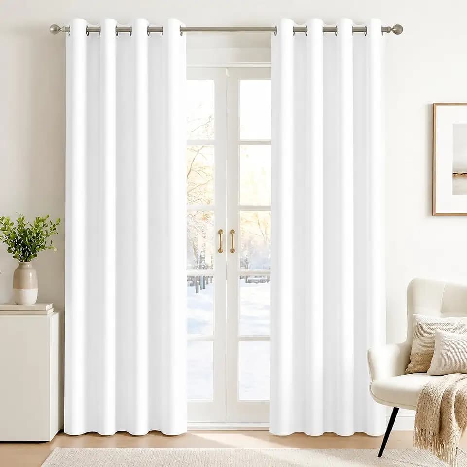 Deconovo 100% Blackout Curtains 63 Inch Long for Bedroom with Black Liner