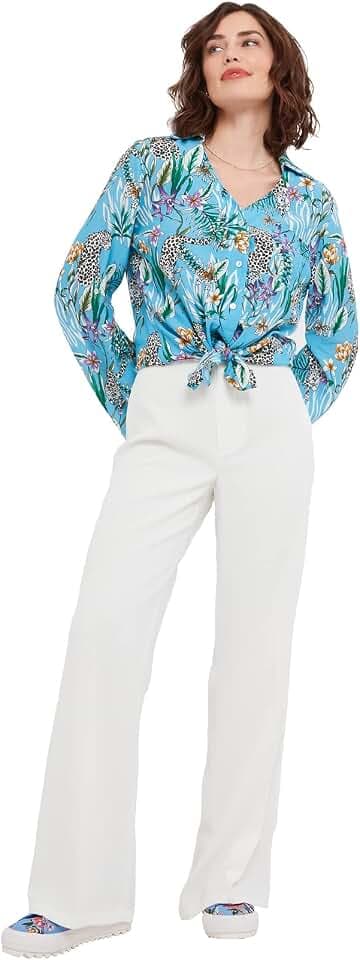 Joe Browns Damen Hose Klassische Weiße Hose mit Weitem Bein, Plisseefalten Vorne