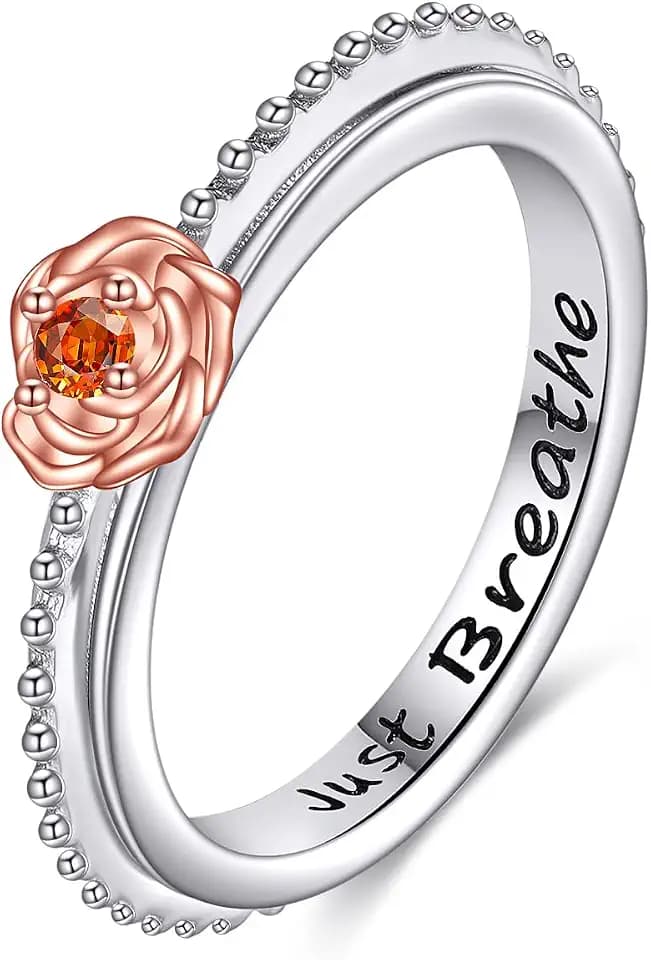 Fidget Ring Damen Silber 925 Rosenblüten/Schildkröten/Gänseblümchen Drehring Rosenkranz Fidget Schmuck Geschenke