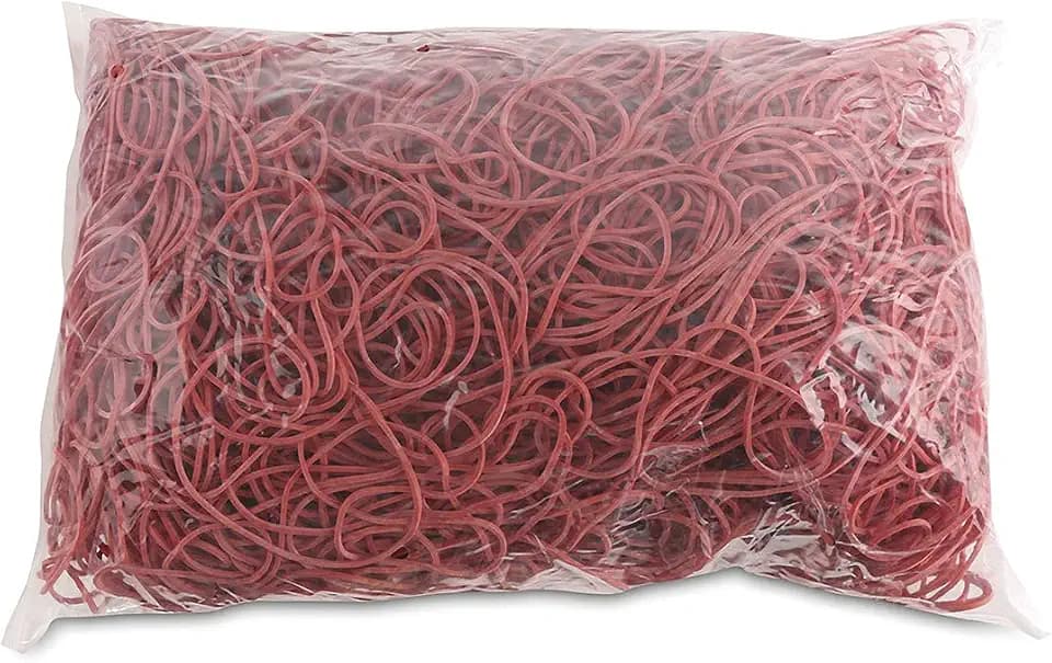 OFFICE PRODUCTS Gummibander Durchmesser: 80mm Farbe: Rot/Gewicht: 1000g - 1 kg/Haushaltsgummi Gummiringe Gummi/Kautschuk 60% / Gummis für Zuhause Büro Schule