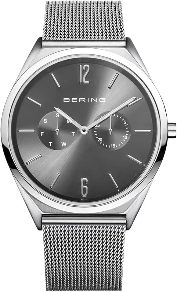 Bering Unisex Quarz Uhr | Armbanduhr 40 mm Edelstahlgehäuse und Sunray Zifferblatt | Milanaisearmband | Saphierglas | 3 ATM | 17140
