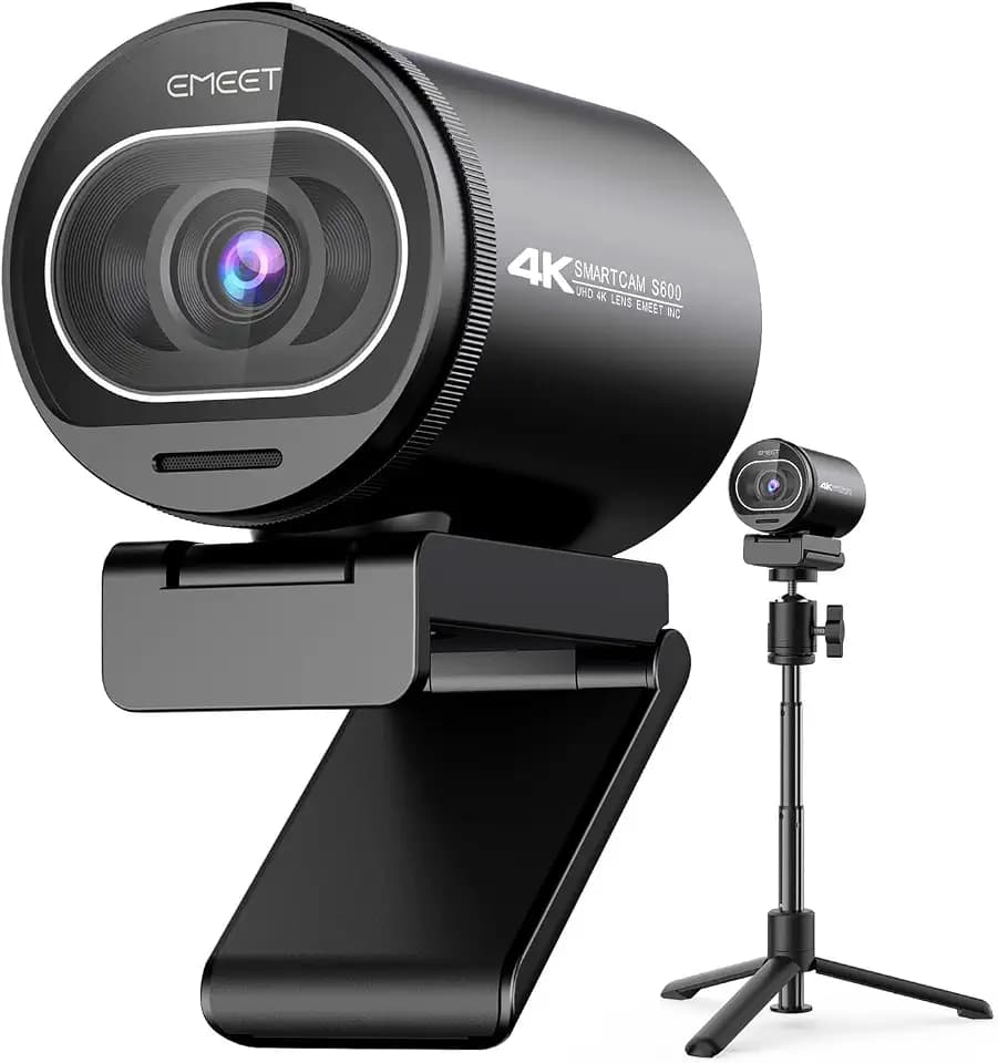 EMEET S600 4K Webcam with Tripod for Streaming, Sony 1/2.55'' Sensor