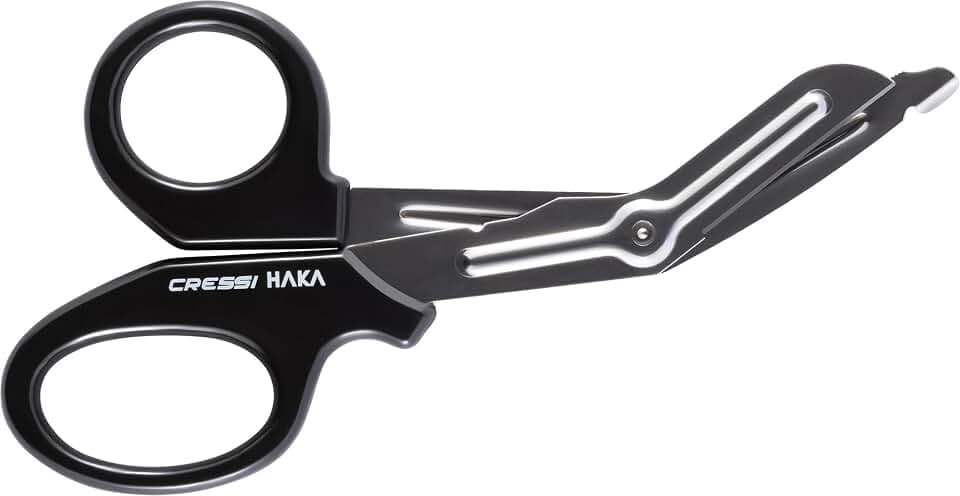 Cressi Stainless Steel Dive Shears for Cutting Through Underwater Debris - Easy Storage and Access - Haka Scissors- Designed in Italy