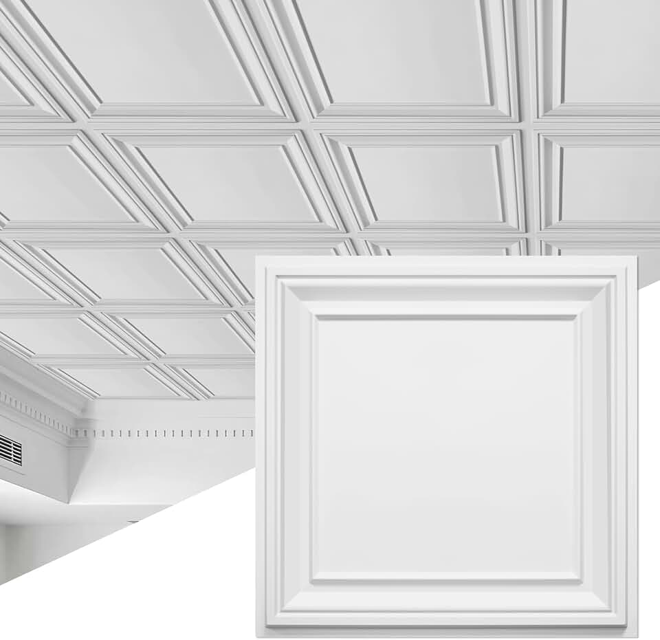 STICKGOO Drop Ceiling Tiles 24x24 Inch, Glue Up Ceiling Panels, Pack of 12