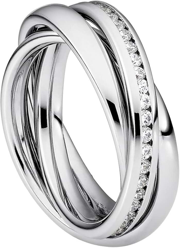 Heideman Ring Damen Trini aus Edelstahl Silber farbend poliert Damenring für Frauen Rollring Spielring Dreierring 3er