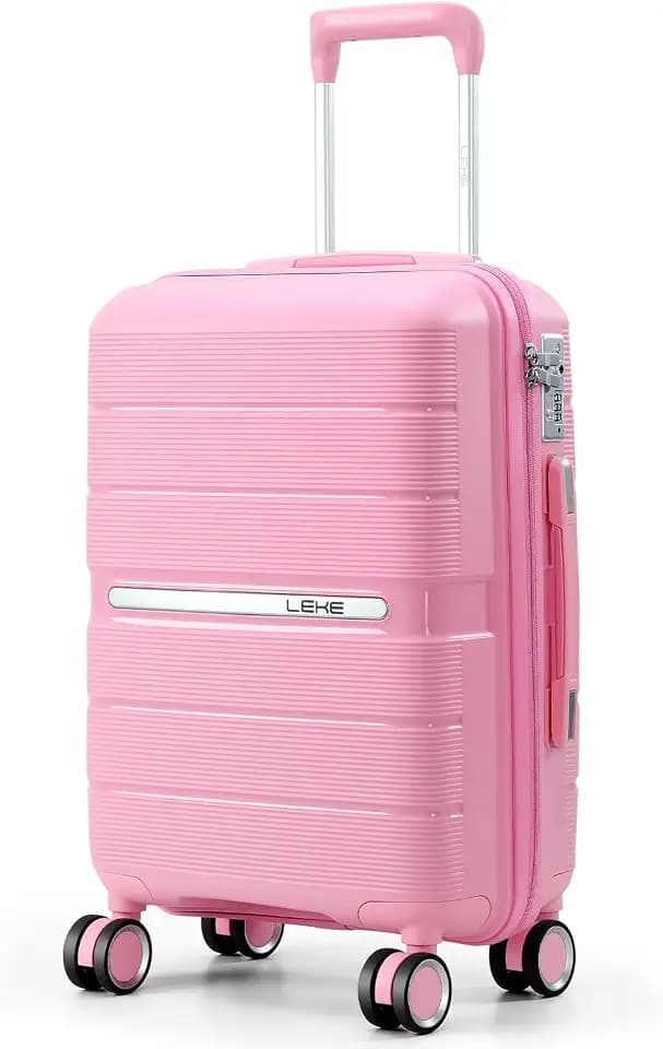 20 Inch Carry-on Luggage with Spinner Wheels, Hard Shell Suitcase with TSA Lock, Airline Approved, Rolling Suit Case for Travel Weekend Trips, Pink Color