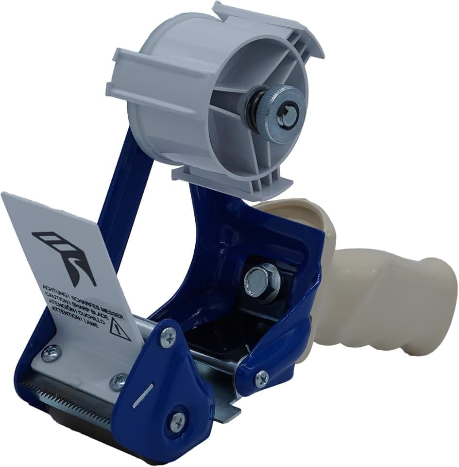 1 Stück - Handabroller - Profi-Ausführung - Version : STD - blau/blue - 50 mm - Klebebandabroller Metallrahmen - elb-verpackungen