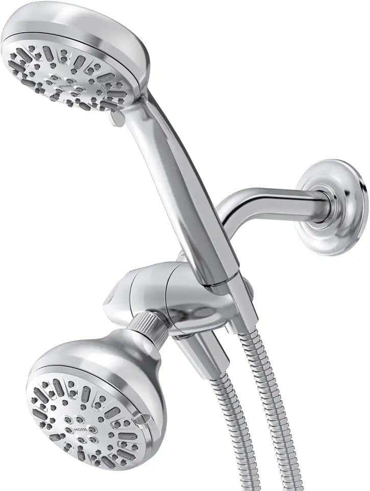 Moen 8-Function Combo Shower Head with Handheld Shower Head and Hose, 3-Way Diverter, Wall Mount Dual Shower Head, Chrome, 280C1
