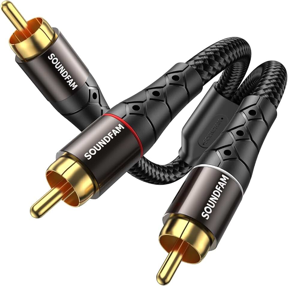 RCA Splitter Kabel 1M RCA Y Splitter 1 Stecker Auf 2 Stecker Subwoofer Y Kabel Bi-Direktional [Doppelte Abschirmung] Für Subwoofer, Heimkino, Av-Receiver, Verstärker-Schwarz