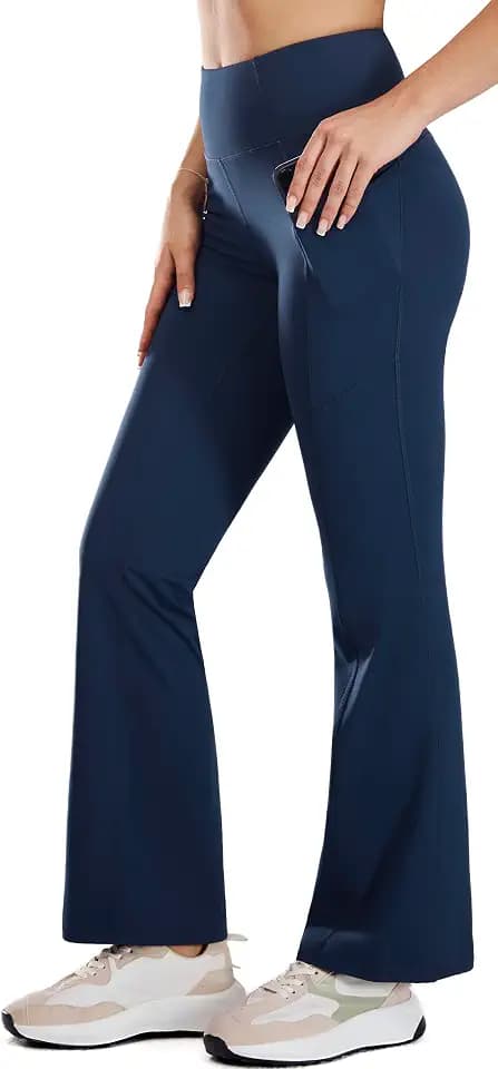 PERSIT Bootcut Yogahose für Damen mit Taschen, 73,7 cm / 78,9 cm – hohe Taille, ausgestellte Leggings, weites Bein, Bootlegin, Workout, Fitnessstudio, leger, ausgestelltes Damen-Arbeitshose