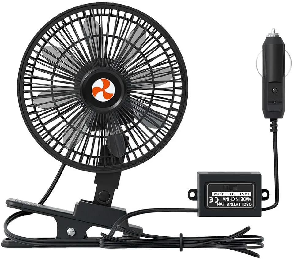 12 V Oscillating Fan, 8" Portable Fan Wide-Bound Cooling Ventilation