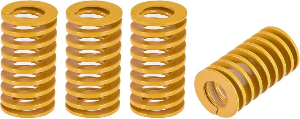 sourcing map Druckfeder, 27 mm Außendurchmesser, 50 mm lang, 4 Stück, Spiralstempel, leichte Last, Druckfedern, für 3D-Drucker, elektrisches Teil, Gelb