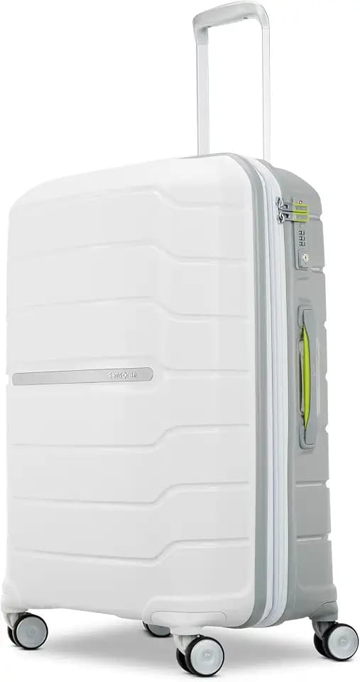 Samsonite Freeform Medium Luggage with Dual 360° Spinner Wheels - Checked Suitcase - TSA Lock, Airline-Approved - Lightweight Durable Polypropylene Expandable Hardshell - White/Grey