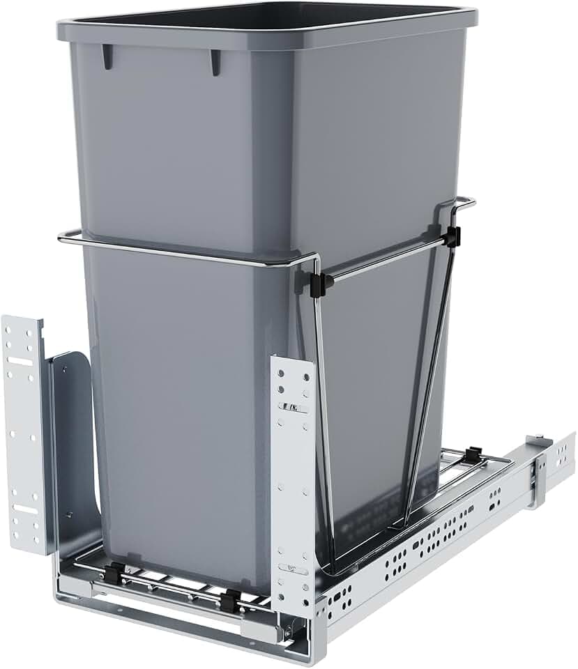 Pulloutor Pull Out Cabinet Organizer, 35 Qt Single Trash Can Pull Out Cabinet Trash Can, Soft Close Under Sink Cabinet Organizer, Insert Mount for Kitchen Cabinet Storage