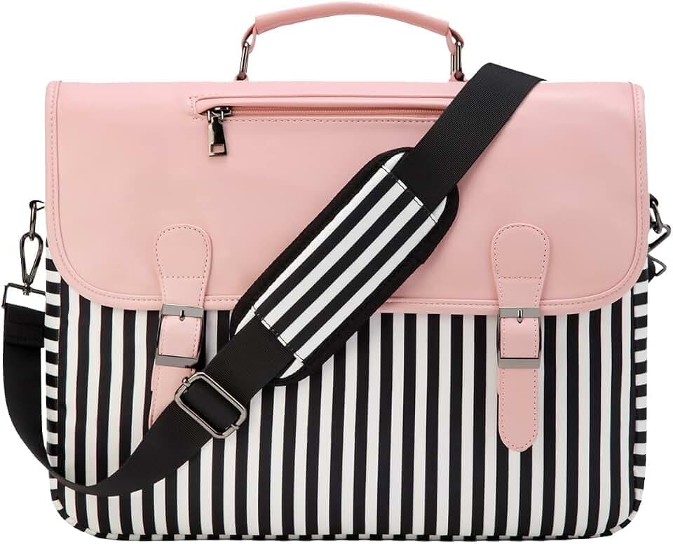 RAVUO Laptoptasche Damen, Wasserabweisend Lehrertasche 15,6 zoll Laptop Messenger Bag Elegant Aktentasche Arbeitstasche für Büro Reisen Rose