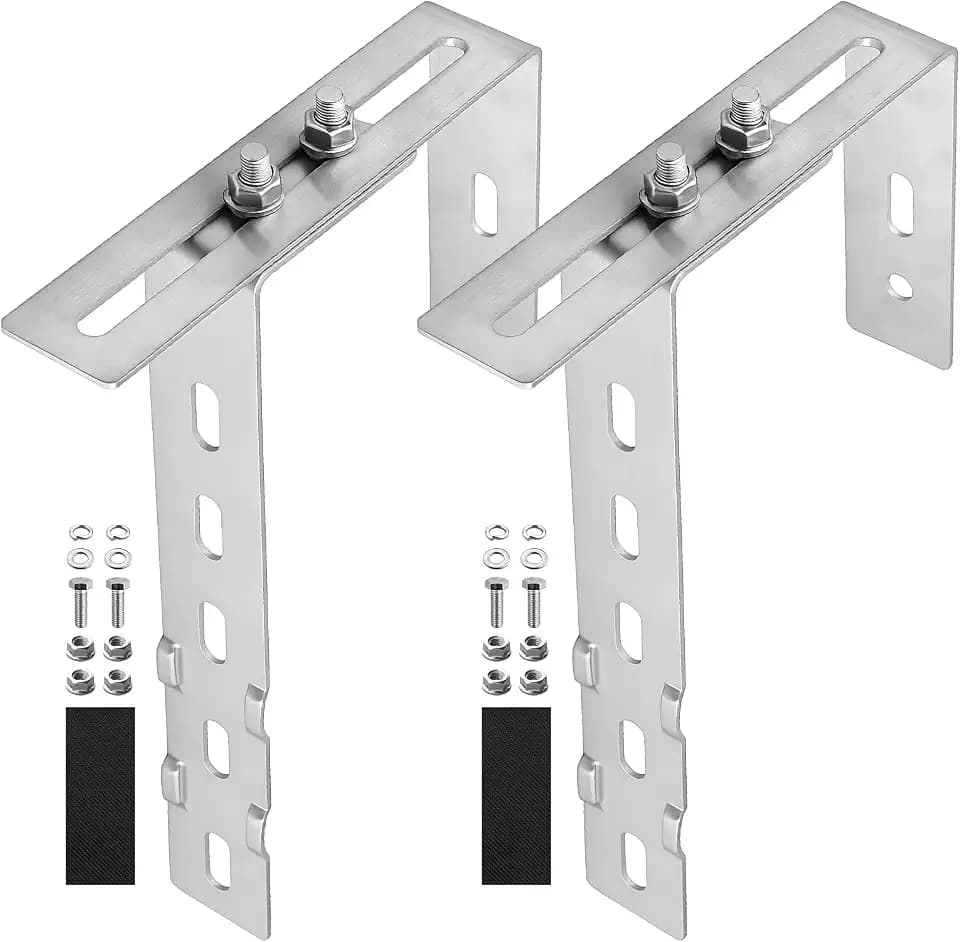 GETLITOOL 2×Solar Balkonkraftwerk Halterung 65-190MM Verstellbare Balkonhalterung für Solarmodule, Edelstahl 304 Balkon Haken Set, Solarpanel Halterung Kein Bohren zur Runde Eckig Balkongelände