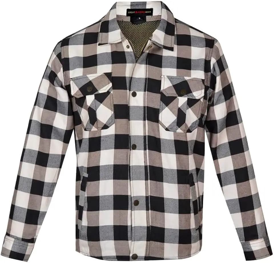 Men’s Motorcycle Flannel Shirt–Long Sleeve-Abrasion Resistant Protective Biker Gear-Breathable Riding Jacket