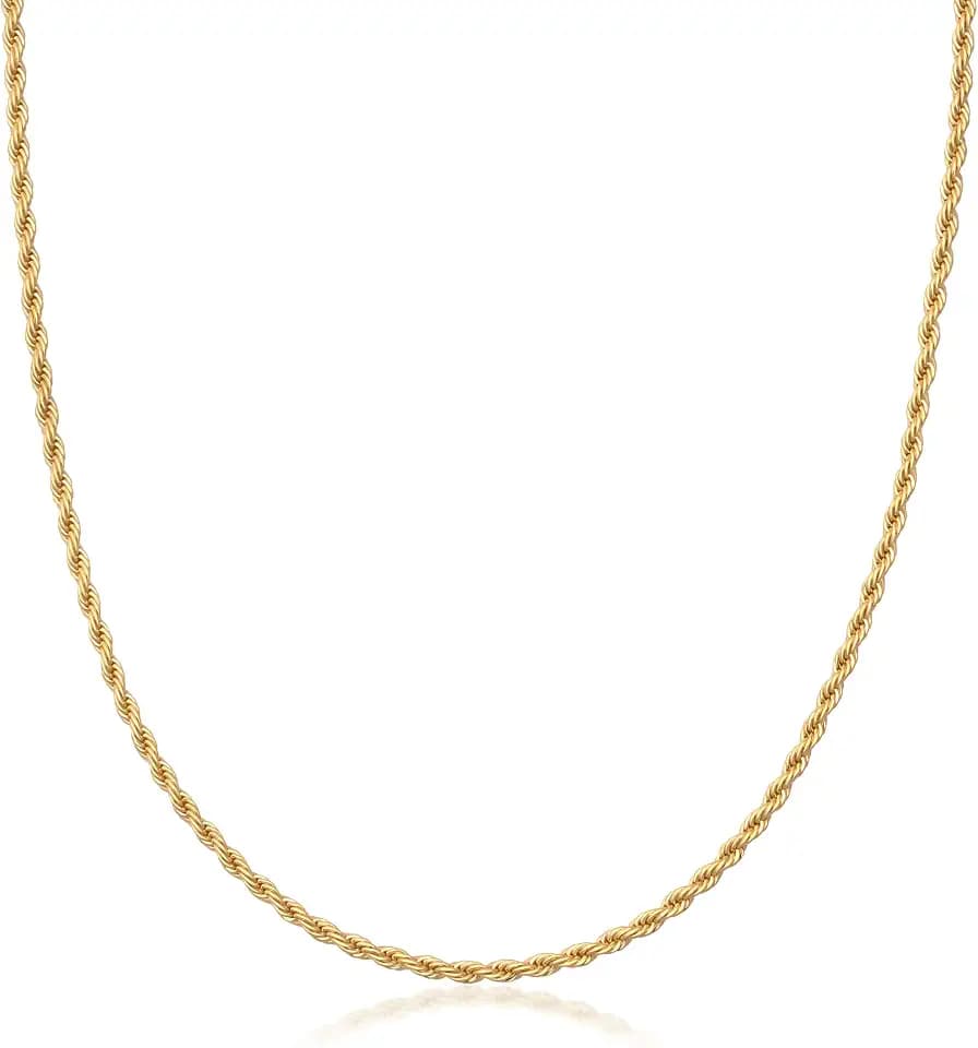 Barzel 18K Gold Plated Rope Chain Necklace - Made In Brazil