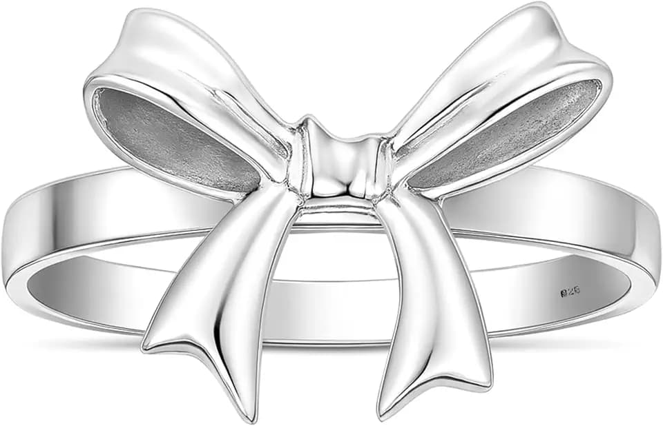 AeraVida .925 Sterling Silver Ribbon Bow Knot Ring for Women | Delicate Silver Band Promise Ring | Waterproof Jewelry Gift for Wedding, Anniversary, or Everyday Wear | Sizes 6-10