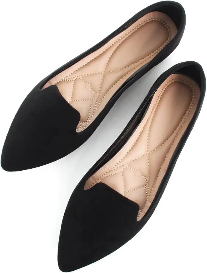 SAILING LU Women's Pointy Toe Ballets Flats PU Leather