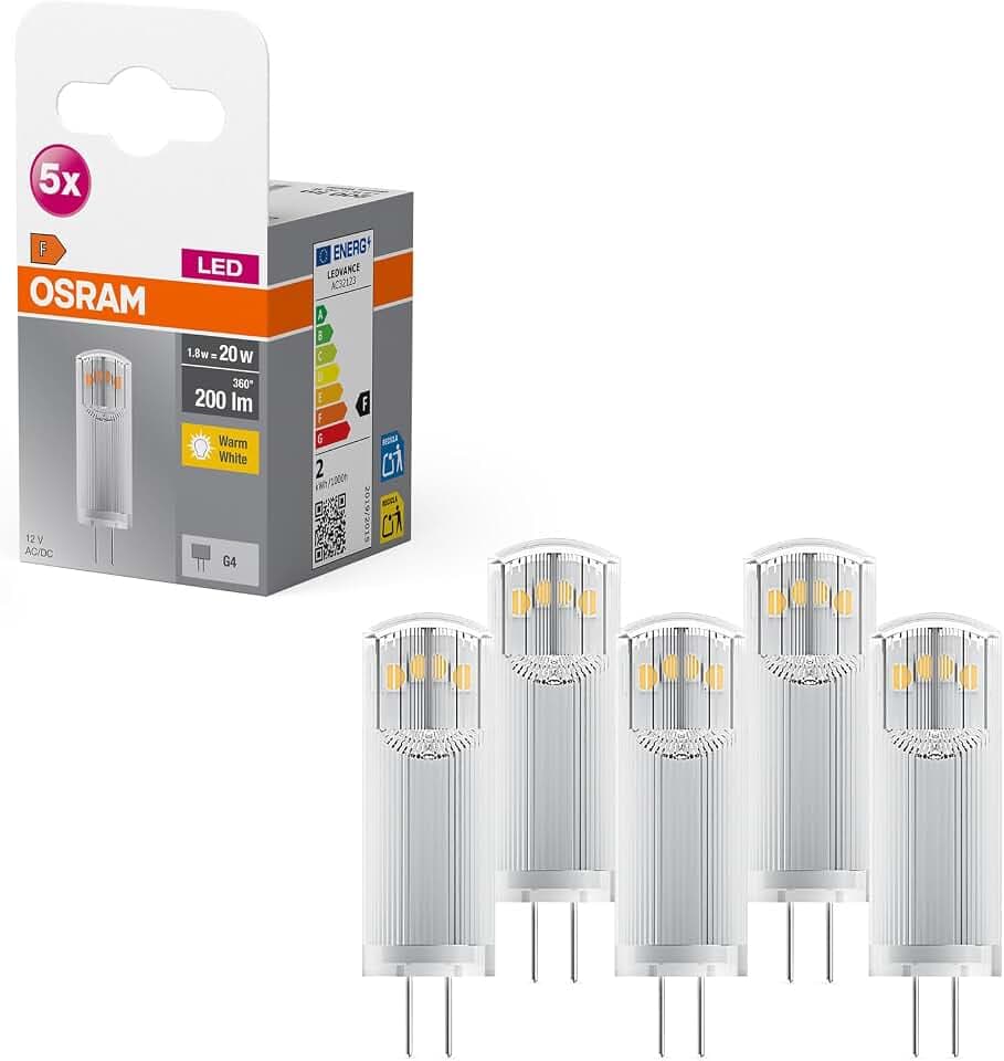 Osram Star PIN LED-Lampe für G4-Sockel, klares Glas,Warmweiß (2700K), 200 Lumen, Ersatz für herkömmliche 20W-Leuchtmittel, nicht dimmbar, 5-er Pack
