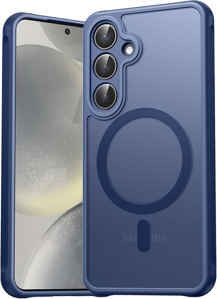 für Samsung Galaxy S24 Hülle für Magsafe, Magnetisch Handyhülle für Samsung S24 Hülle, Kameraschutz Stoßfeste Kratzfeste Durchscheinende Schutzhülle für Galaxy S24 Case, Blau