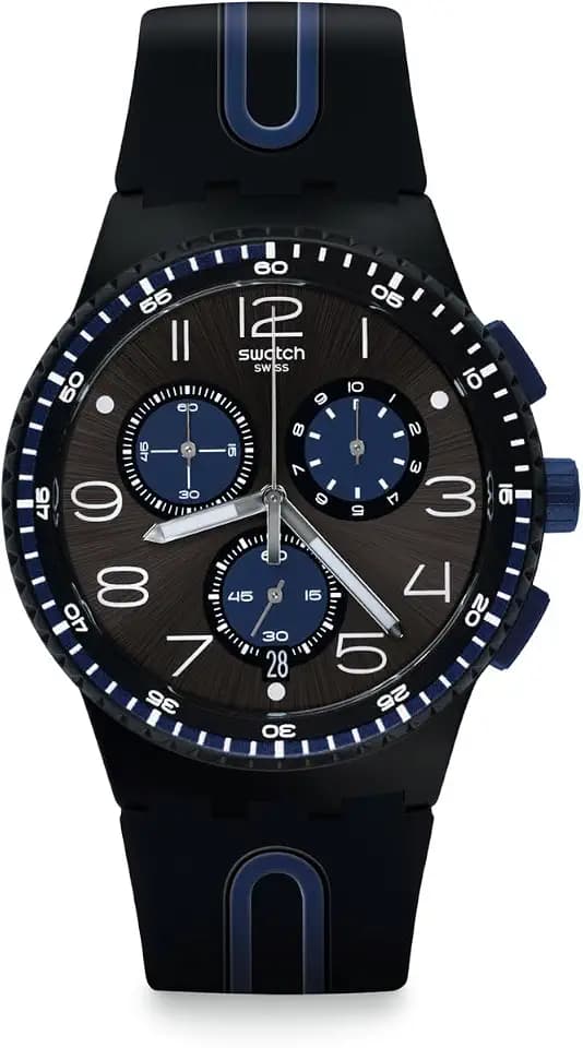 Swatch Chrono 42 Unisex Watch Dress Stainless Steel Black Automatic Waterproof Kaicco