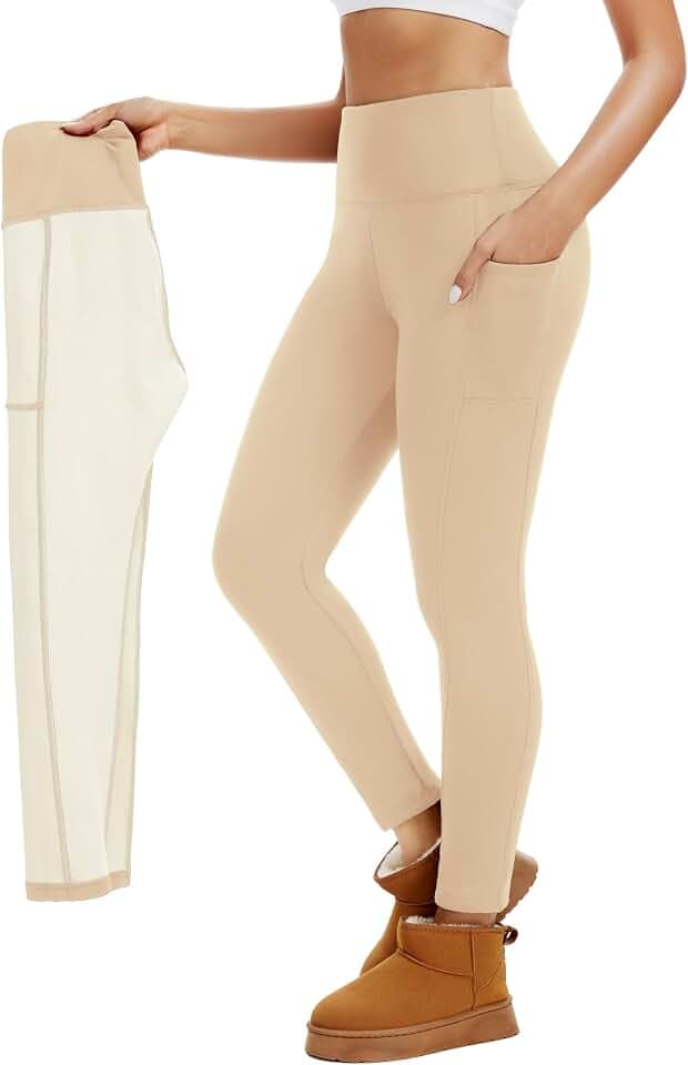we fleece Fleece Lined Leggings for Women - Thermal Thick Warm Winter Yoga