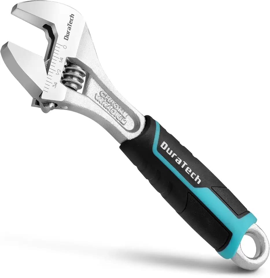 DURATECH 6-Inch Adjustable Cr-V Steel Wrench, Wide Jaw Wrench