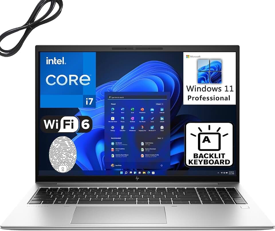 HP 2023 EliteBook 860 G9 16" WUXGA Business Laptop, 12th Gen Intel 12-Core i7-1260P, 32GB DDR5 RAM, 1TB PCIe SSD, WiFi 6, BT 5.2, Backlit KB, Fingerprint Reader, Windows 11 Pro, AZ-XUT Cable