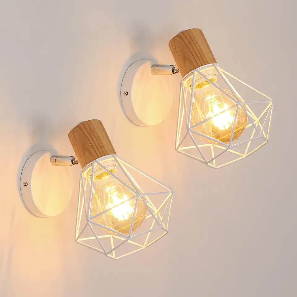 Toolight 2 Wandstrahler Diamant 350° Weiß E27 Wohnzimmer Schlafzimmer