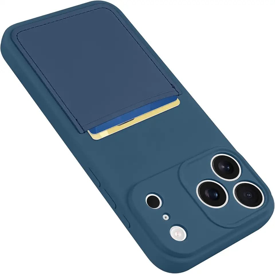 Designed for iPhone 17 Pro Case with Card Holder Blue