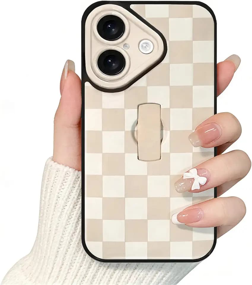 Compatible with iPhone 16 Case with Adjustable Concealed Holder-Beige
