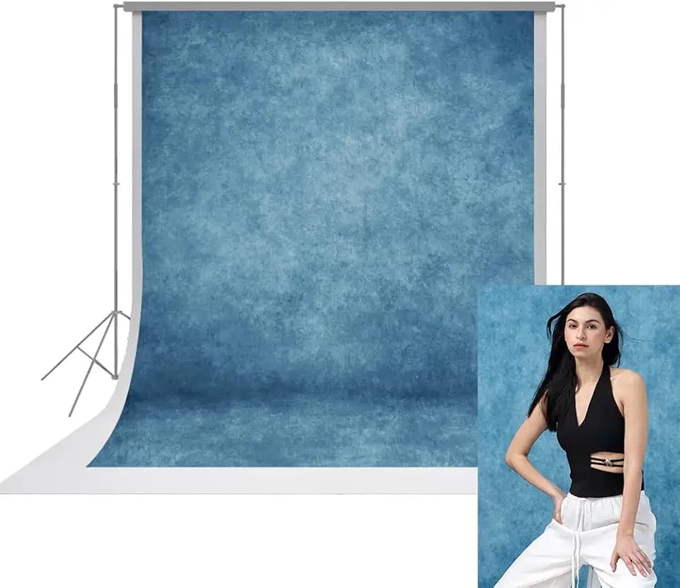 UrcTepics 8×10ft Abstract Blue Polyester Backdrop, No Stand