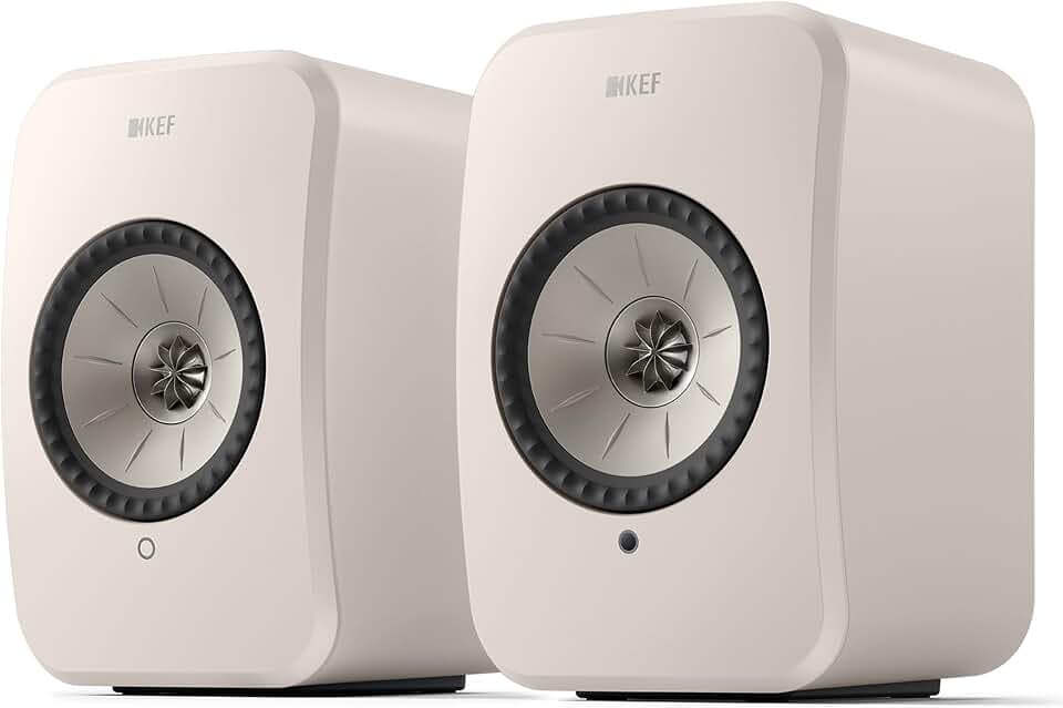 KEF LSX II LT Wireless HiFi Speakers (Stone White, Pair)