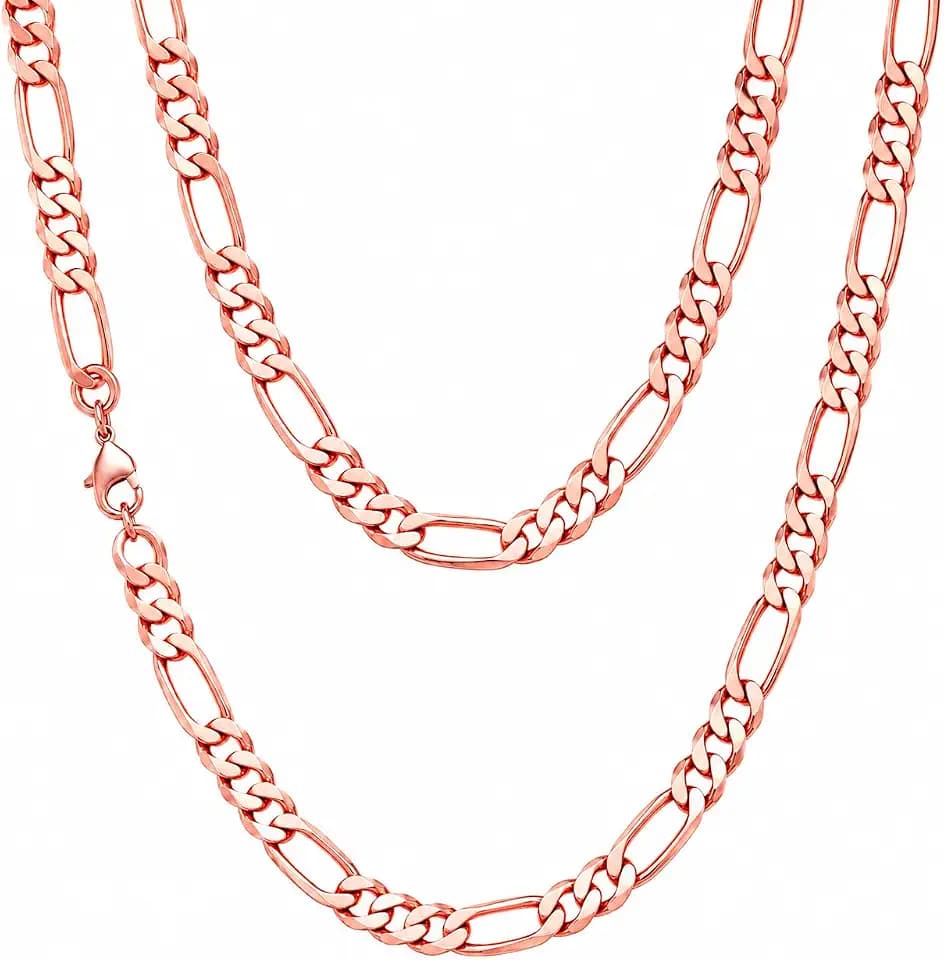 Heavenly Metals Pure Copper Figaro Chain Necklace for Men & Women