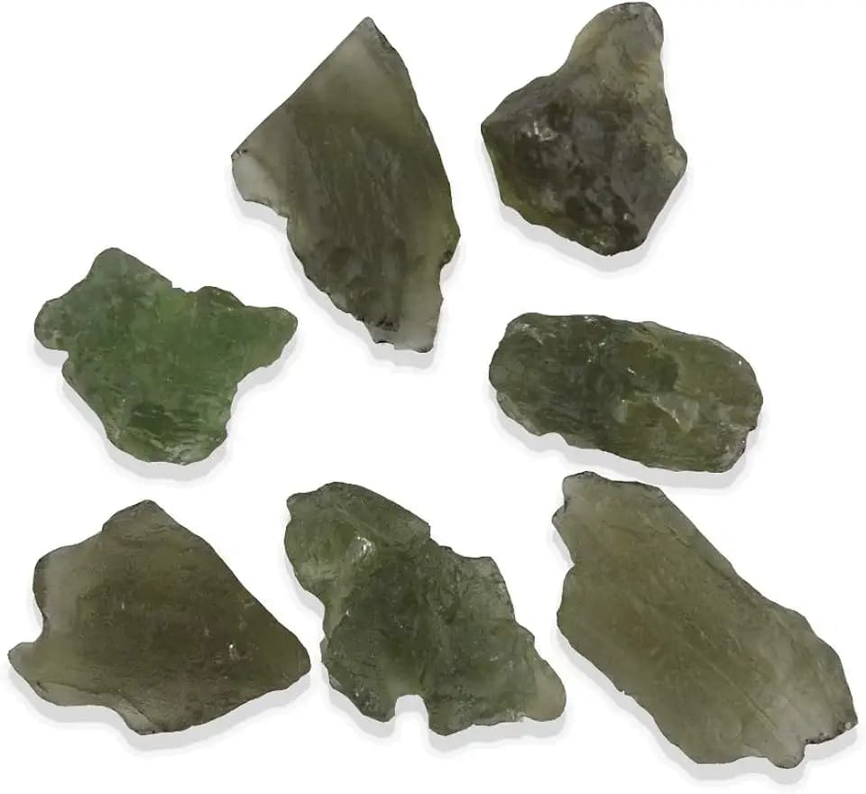 Starborn Echter Roher Moldavit 5-7 Karat, Naturbelassen, Tektit, Grün, Ein Stück