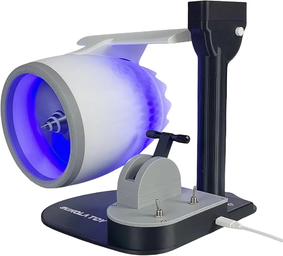 Jet Engine Fan Aircraft Turbofan Turbojet Model Kit, 3D Printing Turbojet Desktop Fan, Engine Creative Fan, Aerospace Mechanical Science Model, Speed Push Rod Equipped with Humidifying Spray(Blue)