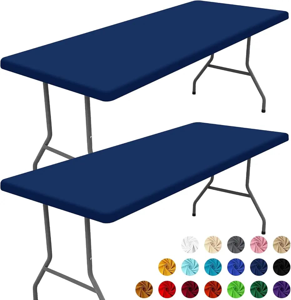 Moosfor 2 Pack Rectangle Spandex Fitted Table Cloth, 6FT Elastic Tablecloth