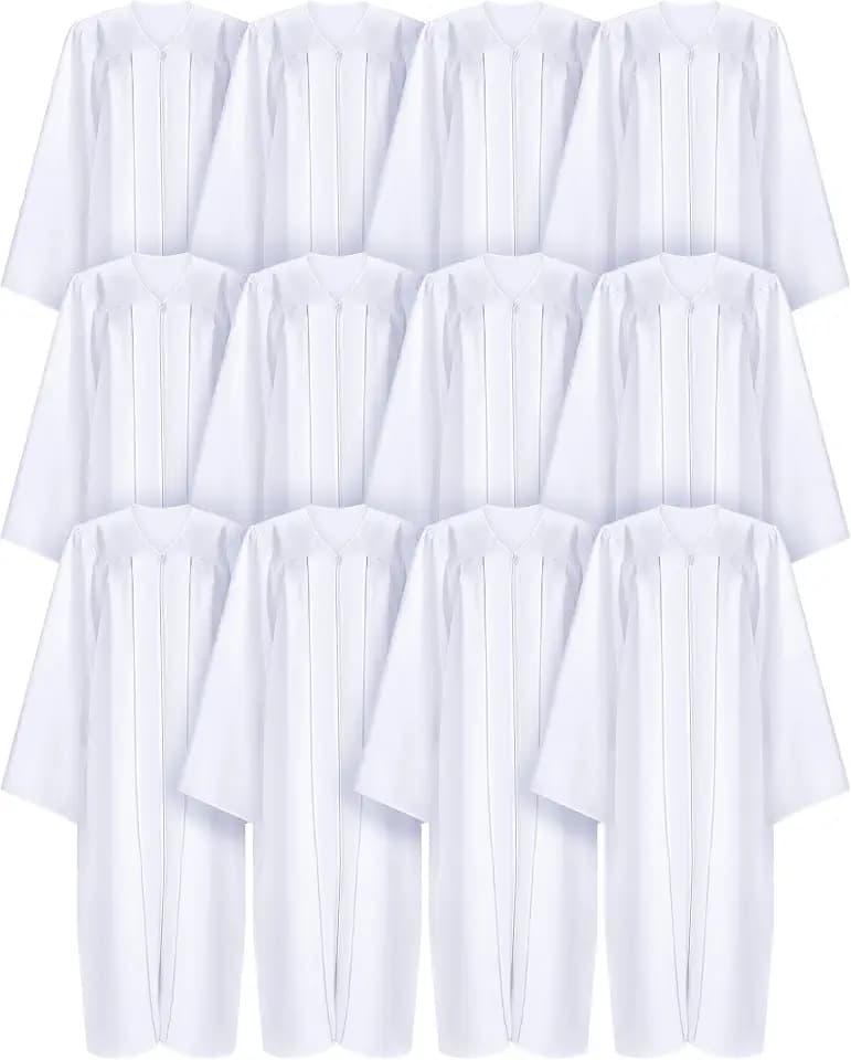 Toulite 12 Pcs Unisex Choir Robes for Church Baptism Gowns White