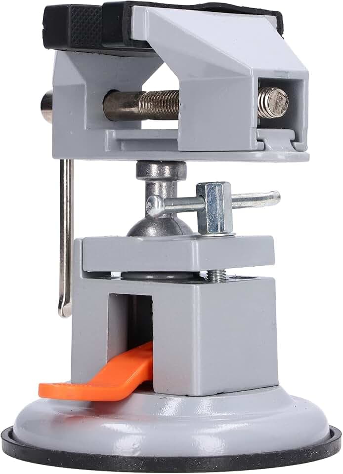 Mini Bench Vise 360 Degree Universal Rotating Square Workbench Clamp with Suction Cup Base, for DIY Repairs, Modelling, Gluing, Crafting
