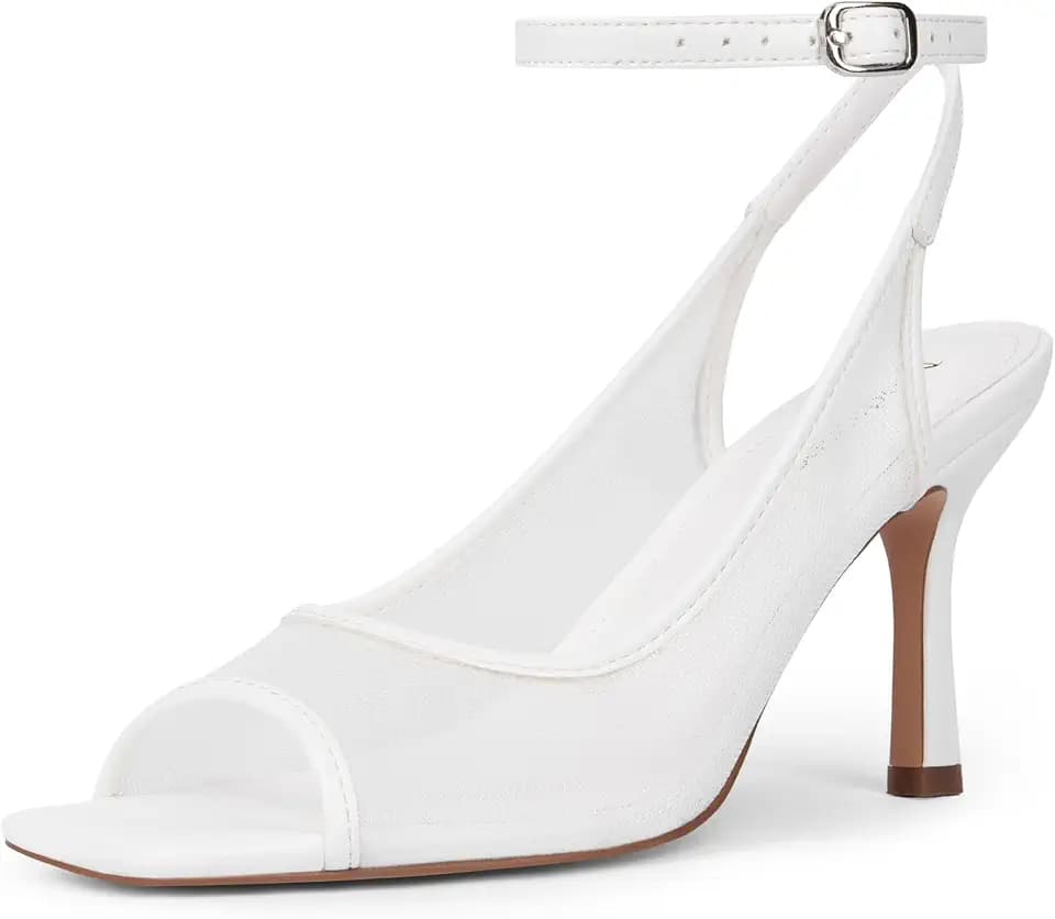 Modatope Womens Heels Square Open Toe High Heels Ankle Strap Heeled Sandals