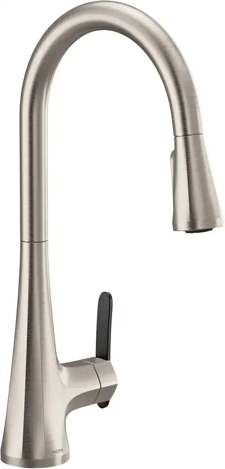 Moen Sinema Stainless Pulldown Kitchen Faucet with Power Boost and Reflex, High Arc Modern Kitchen Faucet, Easy Installation, One-Handle Accent for Customizing, S7235SRS