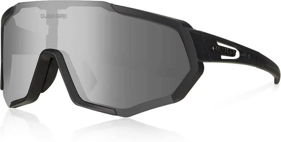 Queshark Cycling Glasses, Sports Sunglasses for Men Women, 1 Polarized 2 HD Lens, Polarized Sunglasses for Cycling Running