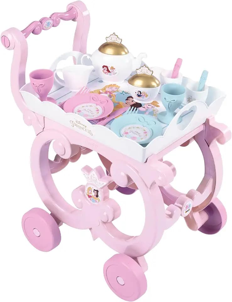 Smoby - Disney Princess Tea Trolley, herausnehmbares Tablett und 17 Zubehörteile, komplettes Teeservice und Besteck ab 3 Jahren (7600312502)