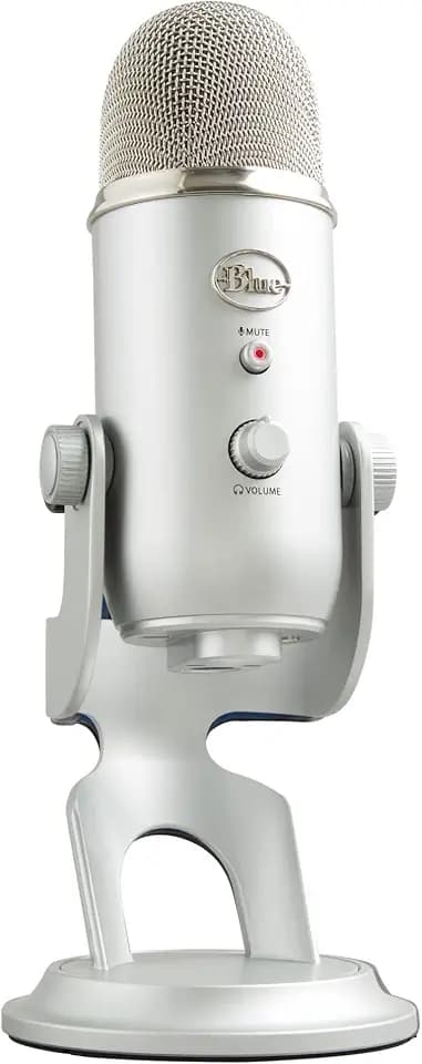 Logitech Creators Blue Yeti USB Microphone for PC, Mac, Gaming, Recording, Streaming, Podcasting, Studio and Computer Condenser Mic with Blue VO!CE Effects, 4 Pickup Patterns, Plug and Play - Silver