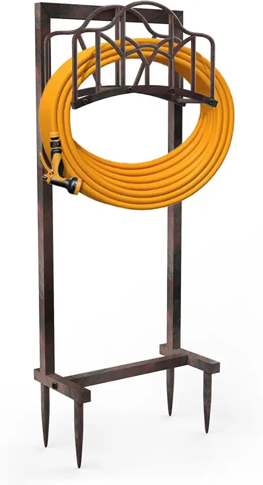 Garden Hose Holder, Heavy Duty Storage Reel Stand, Rustic Line